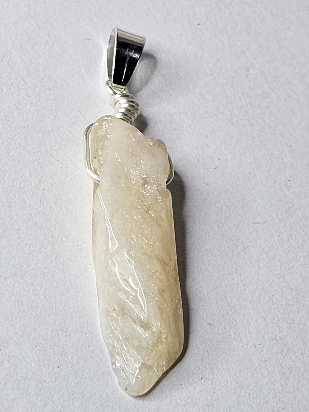 Handcrafted Cream Crystal Point Pendant Necklace - Women's Jewelry